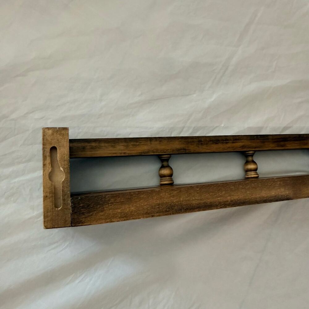 Vintage Solid Wood Wall Shelf Spindles Display Spice Plate Rack - Picture 7 of 12